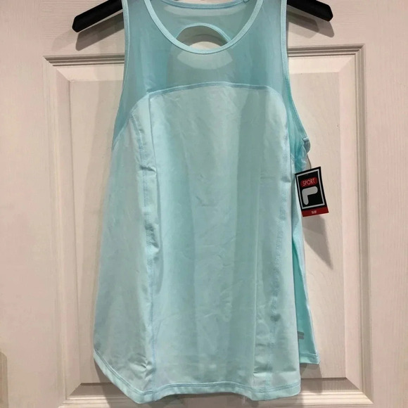 Fila Women’s L Large Mesh Light Teal Tank Top NWT Oval Cutout Tank Top - Picture 1 of 6